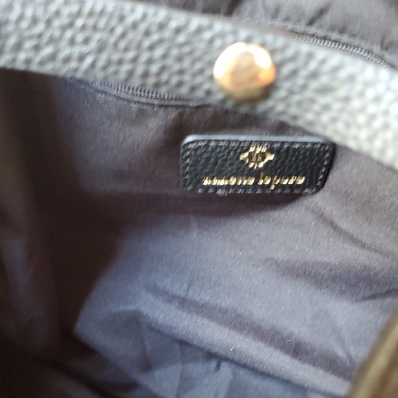 Nanette Lepore Black Leather Texture Convertabile Bag Or Backpack with Gold Logo